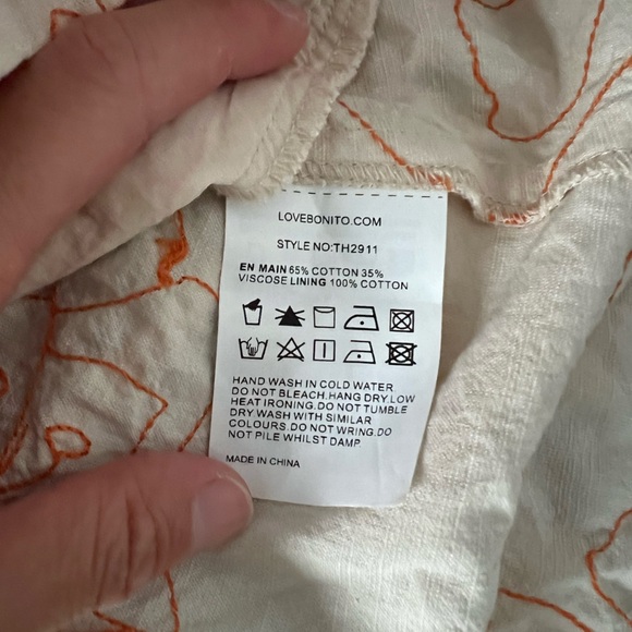 Love Bonito Martina Embroidered Mandarin Collar Mini Dress Halter Top w/ Pockets - Picture 6 of 6